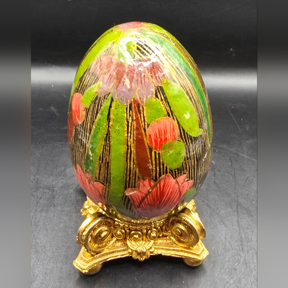 Handpainted Wooden Egg With Stand